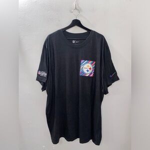 Nike Pittsburgh Steelers Shirt Intercept Cancer Crucial Catch Size 3XL Shirt